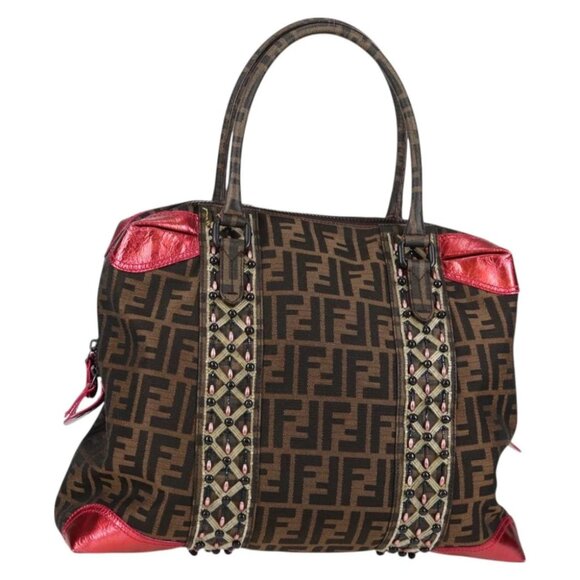 FENDI Zucca Canvas Tote Bag Black Brown Auth 126450V - Picture 1 of 16